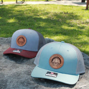 Maroon and Heather Gray Leather Patch Hat