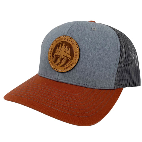 orange leather patch hat